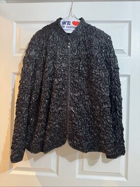 Lane Bryant Black Textured Sequin Formal Jacket, palazzo pants and camisole.